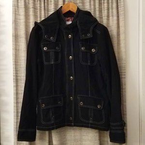 VINTAGE Y2K Point Zero Nicole Benisti Black Hooded Utility Jacket Medium